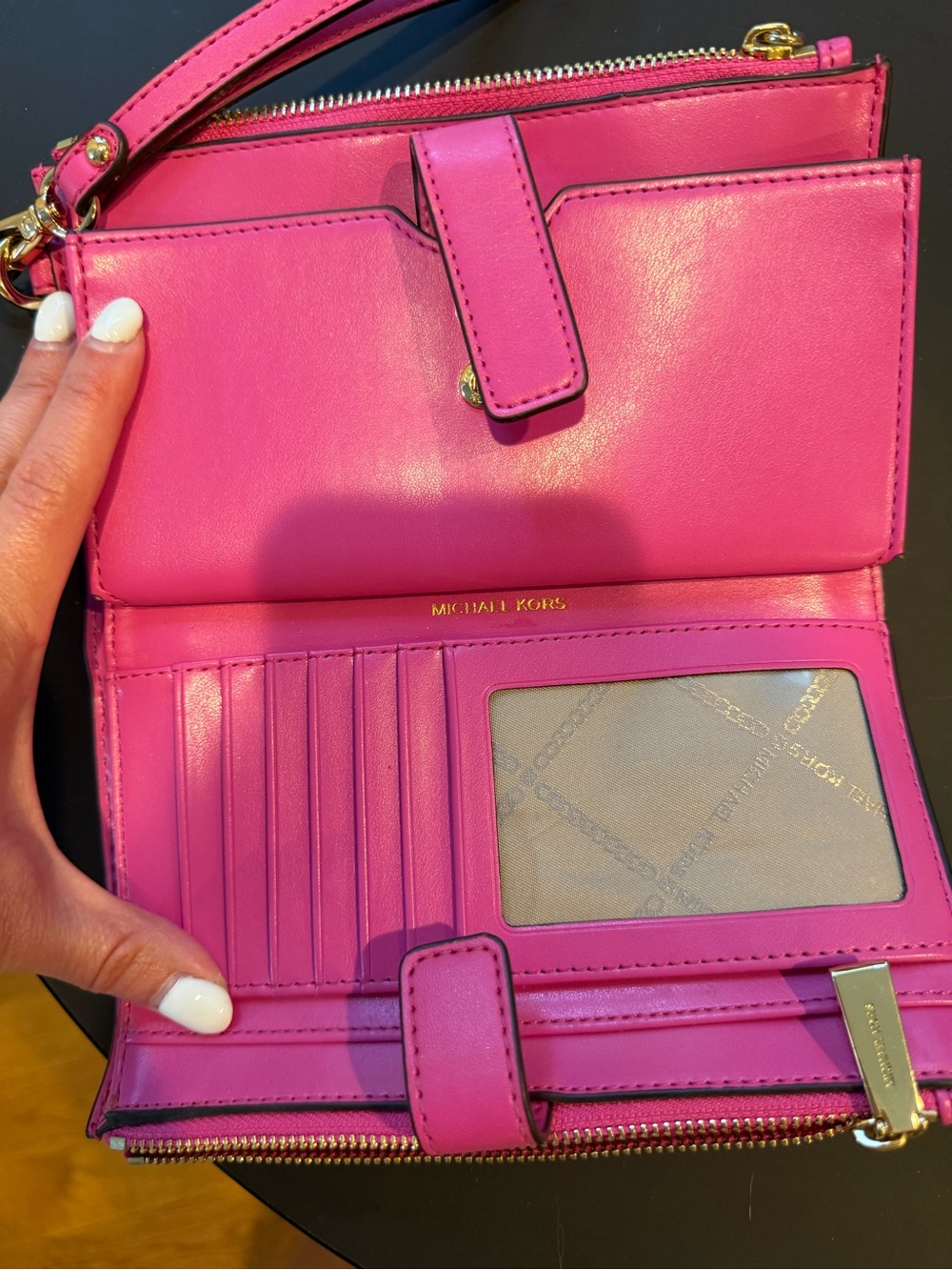 Michael Kors Hot Pink Embossed Wristlet Clutch - Picture 2 of 5